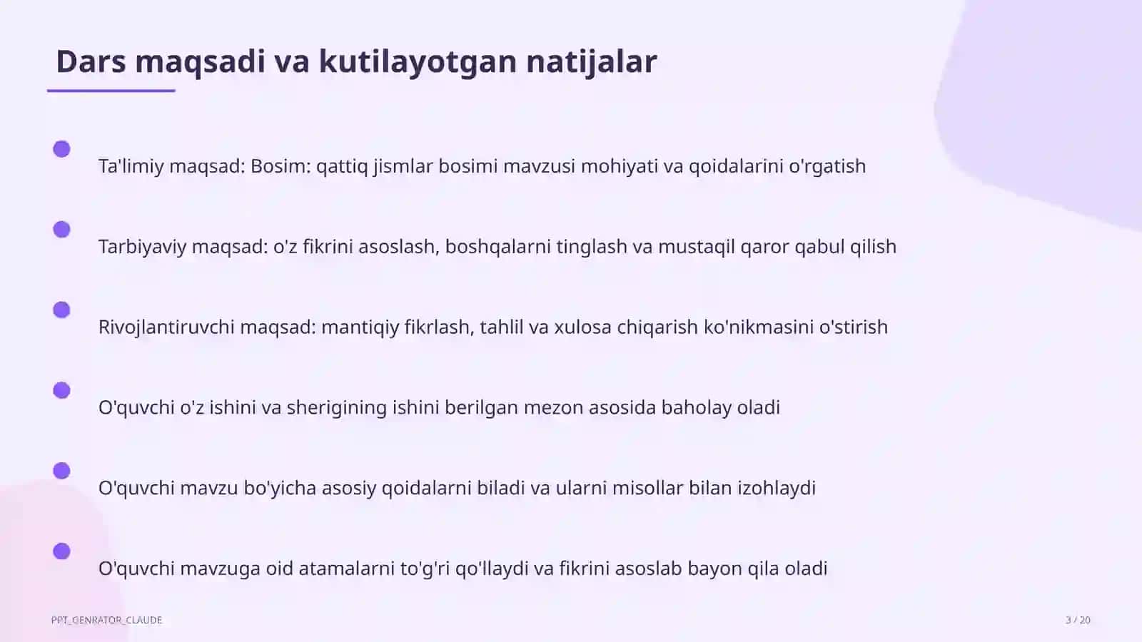 Bosim: qattiq jismlar bosimi (6-sinf) 3