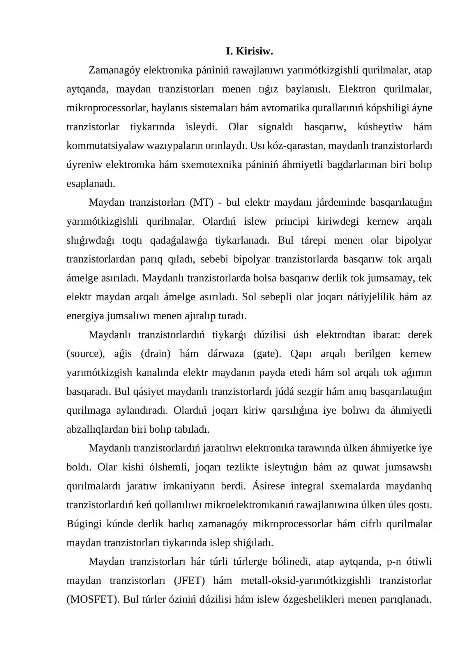 Maydanli tranzistorlar (MT) 3