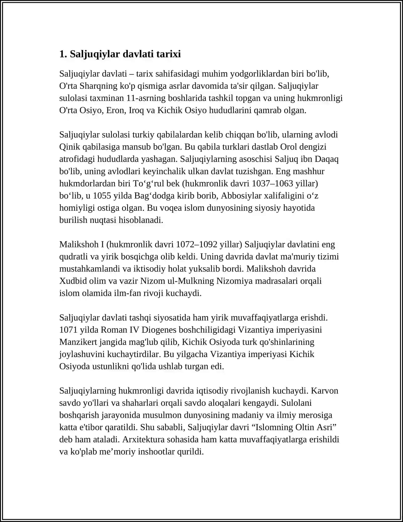 SALJUQIYLAR MAMLAKATI 3