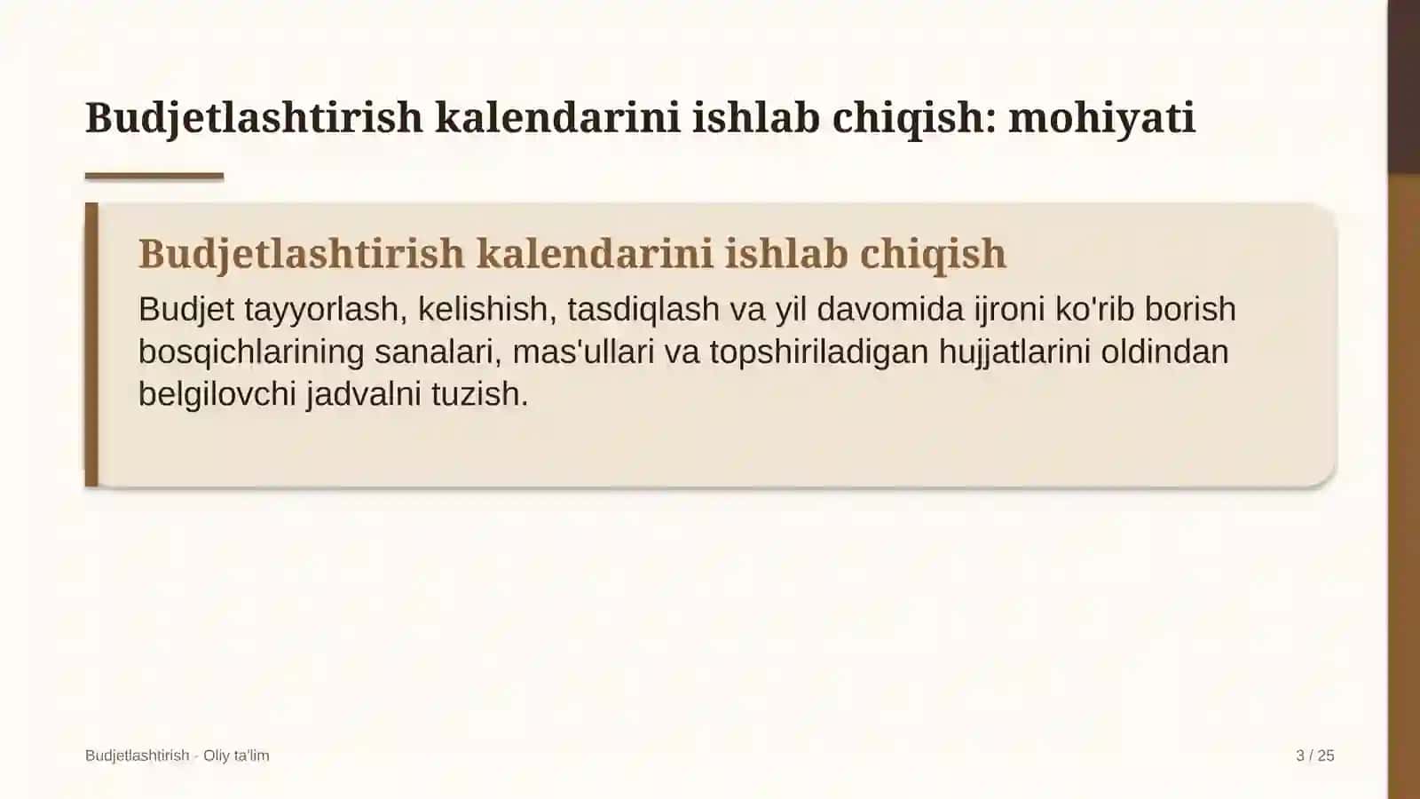 Ekoturizmda budjetlashtirish kalendarini ishlab chiqish 3
