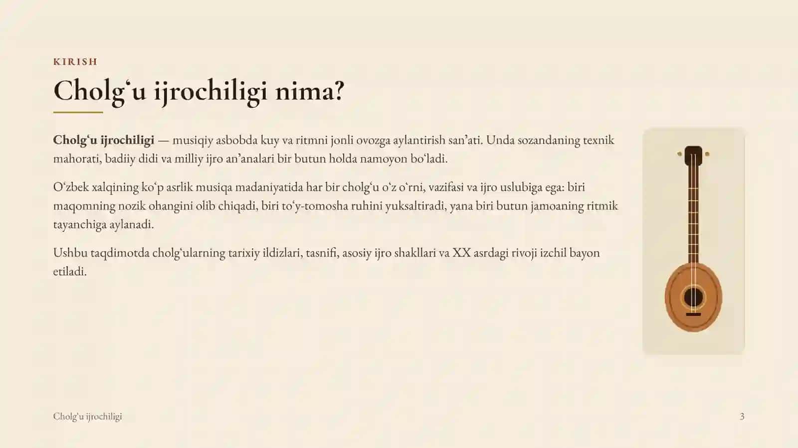 MUSIQA SANʼATI Cholgʻu ijrochiligi 3