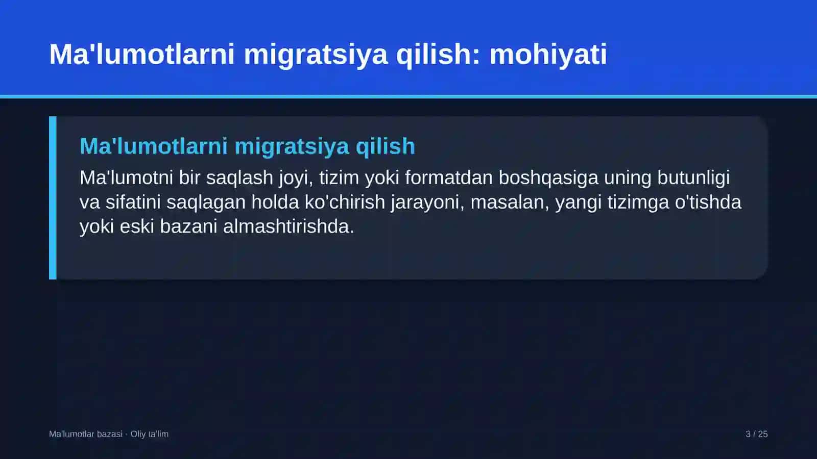 Davlat moliyaviy nazorati organlarida ma'lumotlarni migratsiya qilish 3
