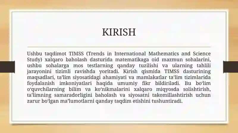 TIMSS xalqaro baholash dasturi 3