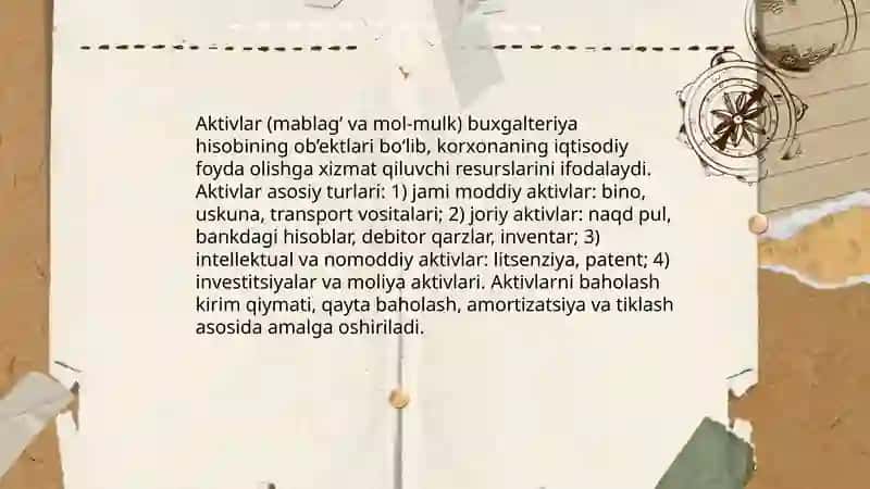Bugalterya hisobining ob’ektlari 3