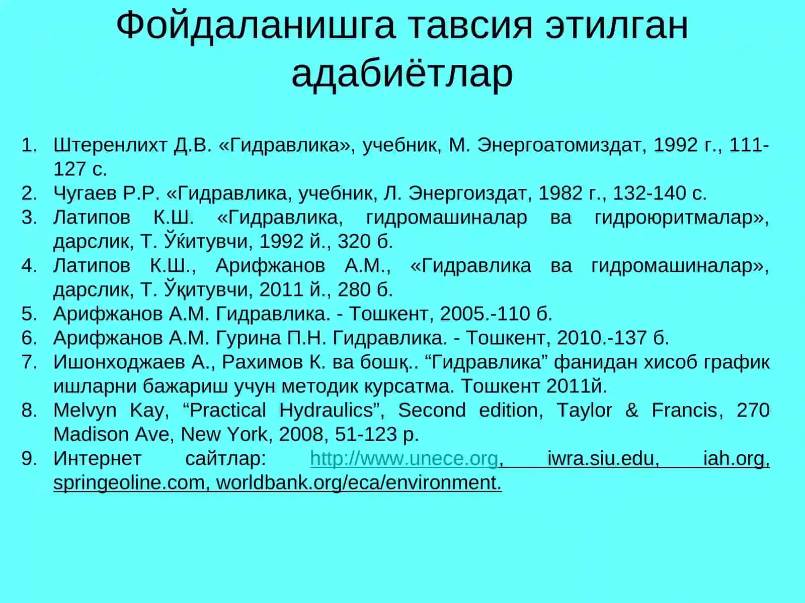 Узунқувурларнинг гидравлик ҳисоби 3