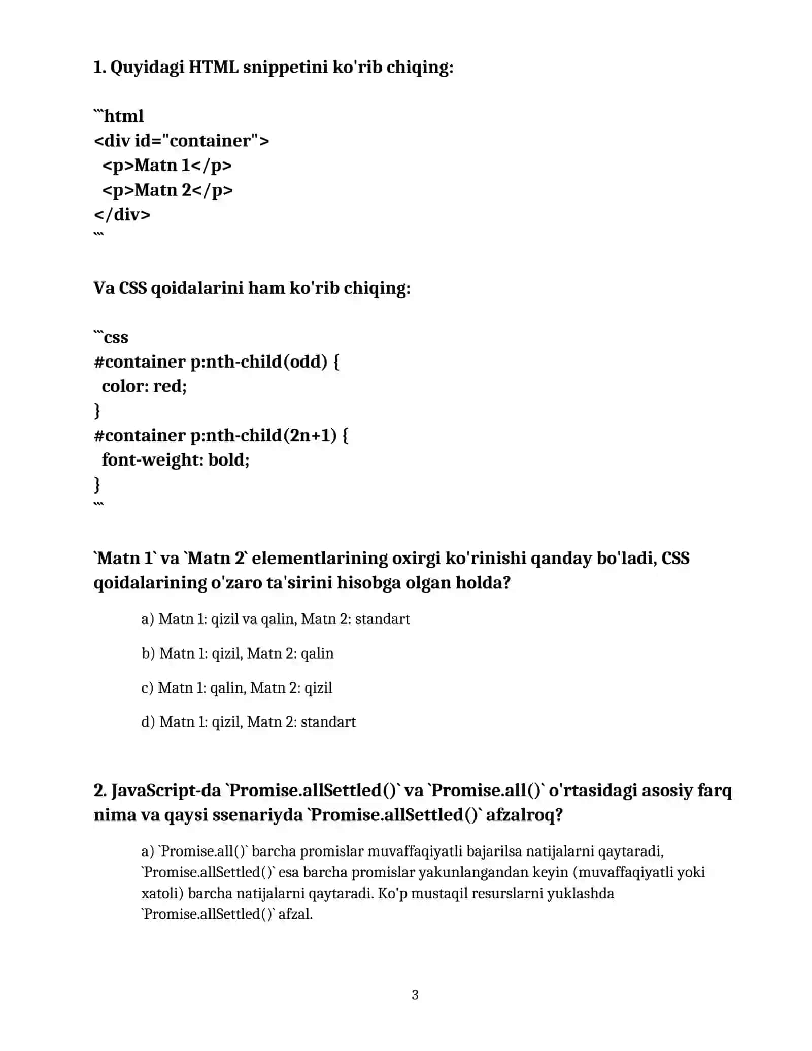 VEB-DASTURLASH ASOSLARI: HTML, CSS VA JAVASCRIPT BO'YICHA BILIMNI SINASH 3