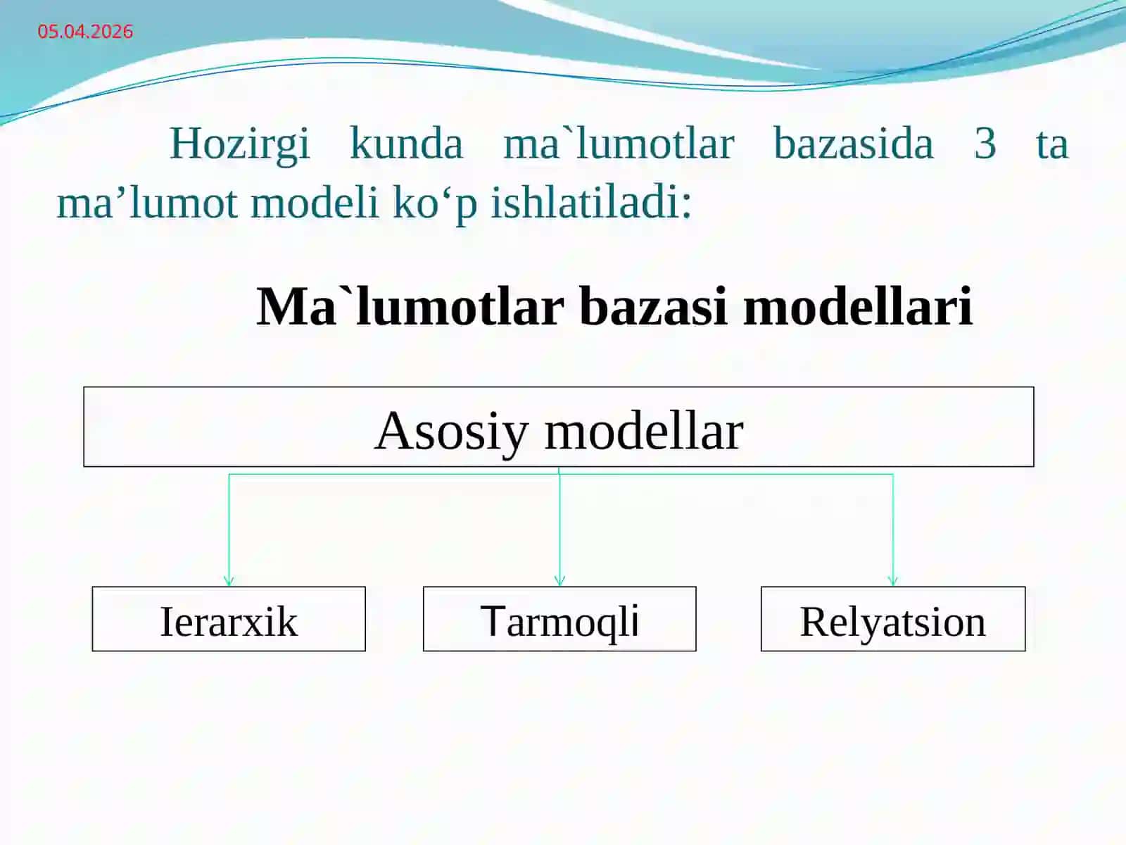 Ma’lumot modeli 3