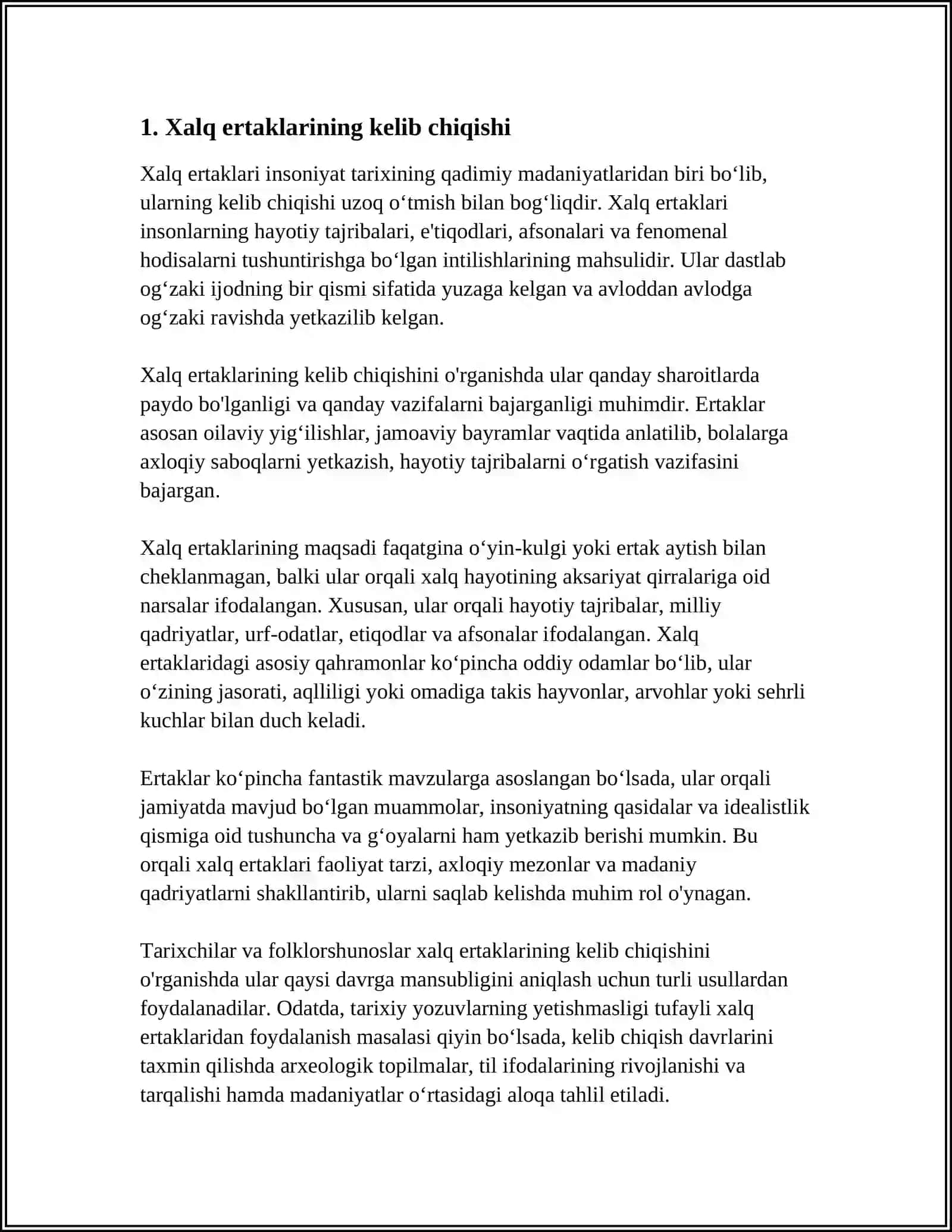 XALQ ERTAKLARINING TURLARI 3