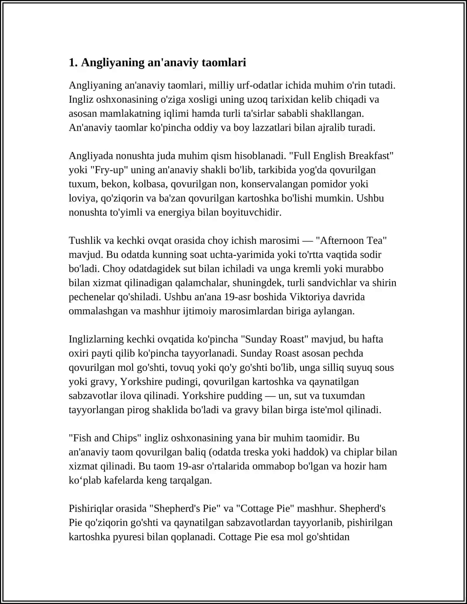 Angliyaning an'anaviy taomlari 3