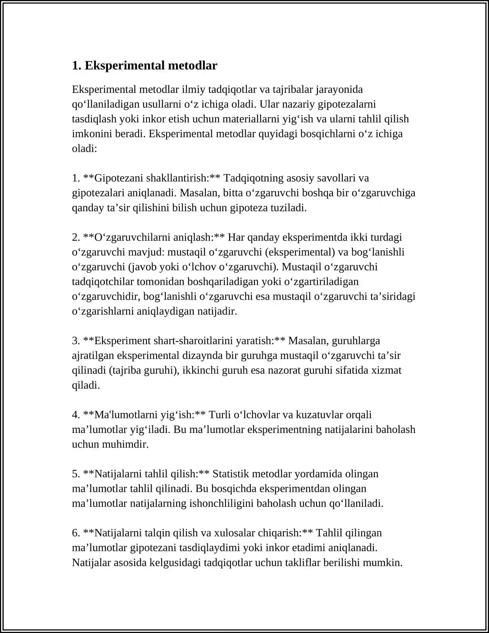 HOZIRGI ZAMON PSIXOLOGIYASINING TADQIQOT METODLARI. PSIXOLOGIYANING FILOGENETIK TARAQQIYOTI 3
