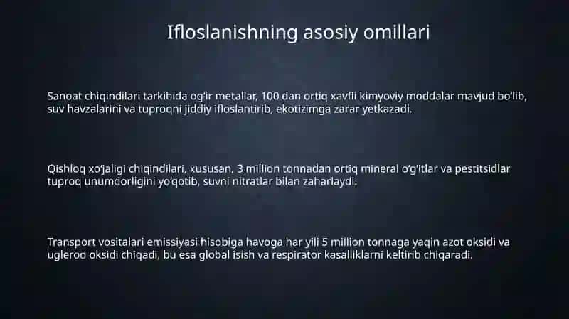 Ifloslanishning asosiy omillari 3