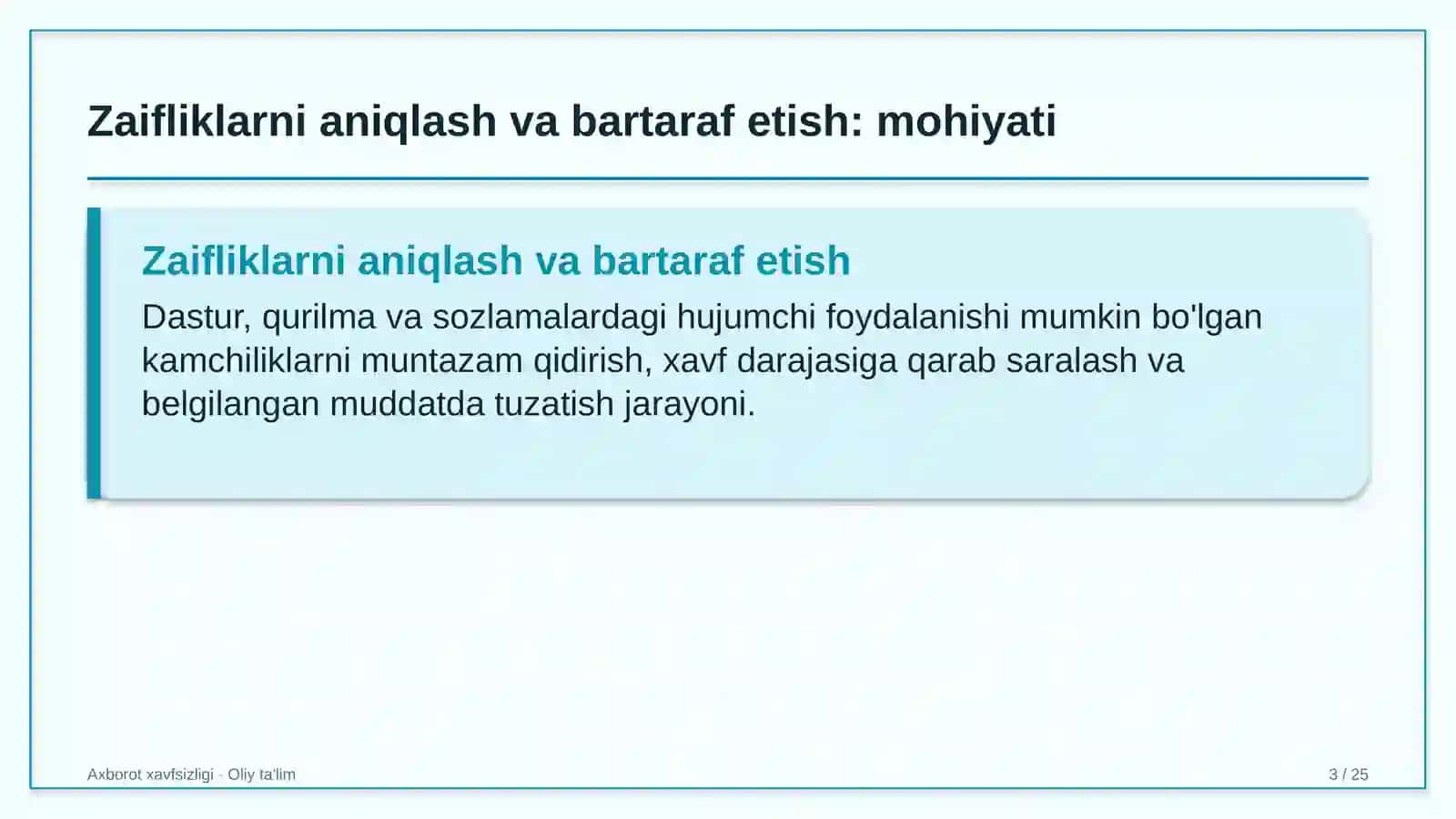 Yo'l xo'jaligida zaifliklarni aniqlash va bartaraf etish 3