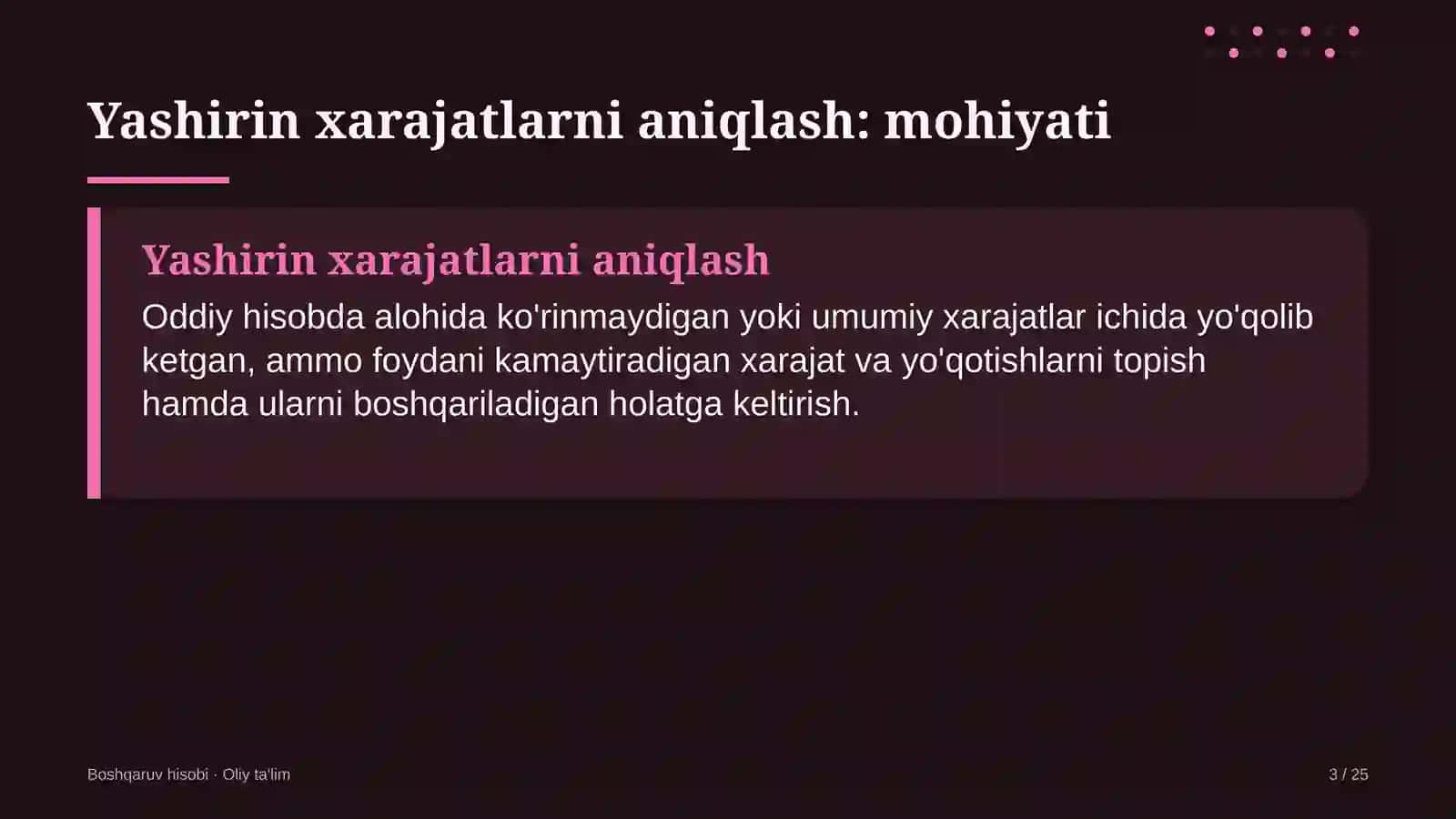 Yashirin xarajatlarni aniqlash: mohiyati 3