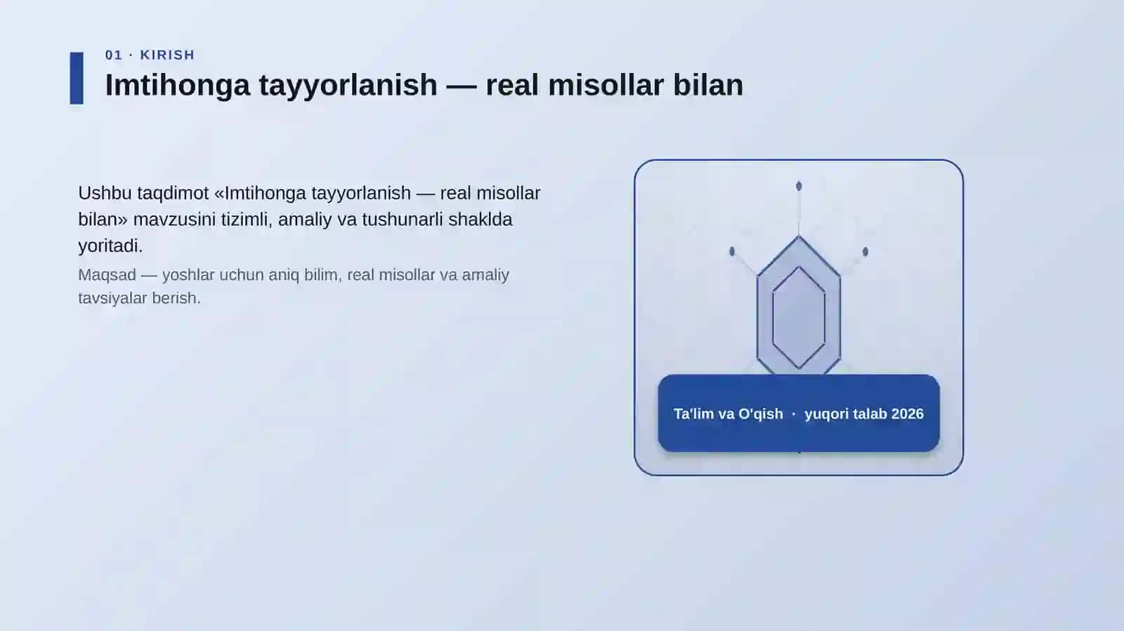 Imtihonga tayyorlanish — real misollar bilan 3