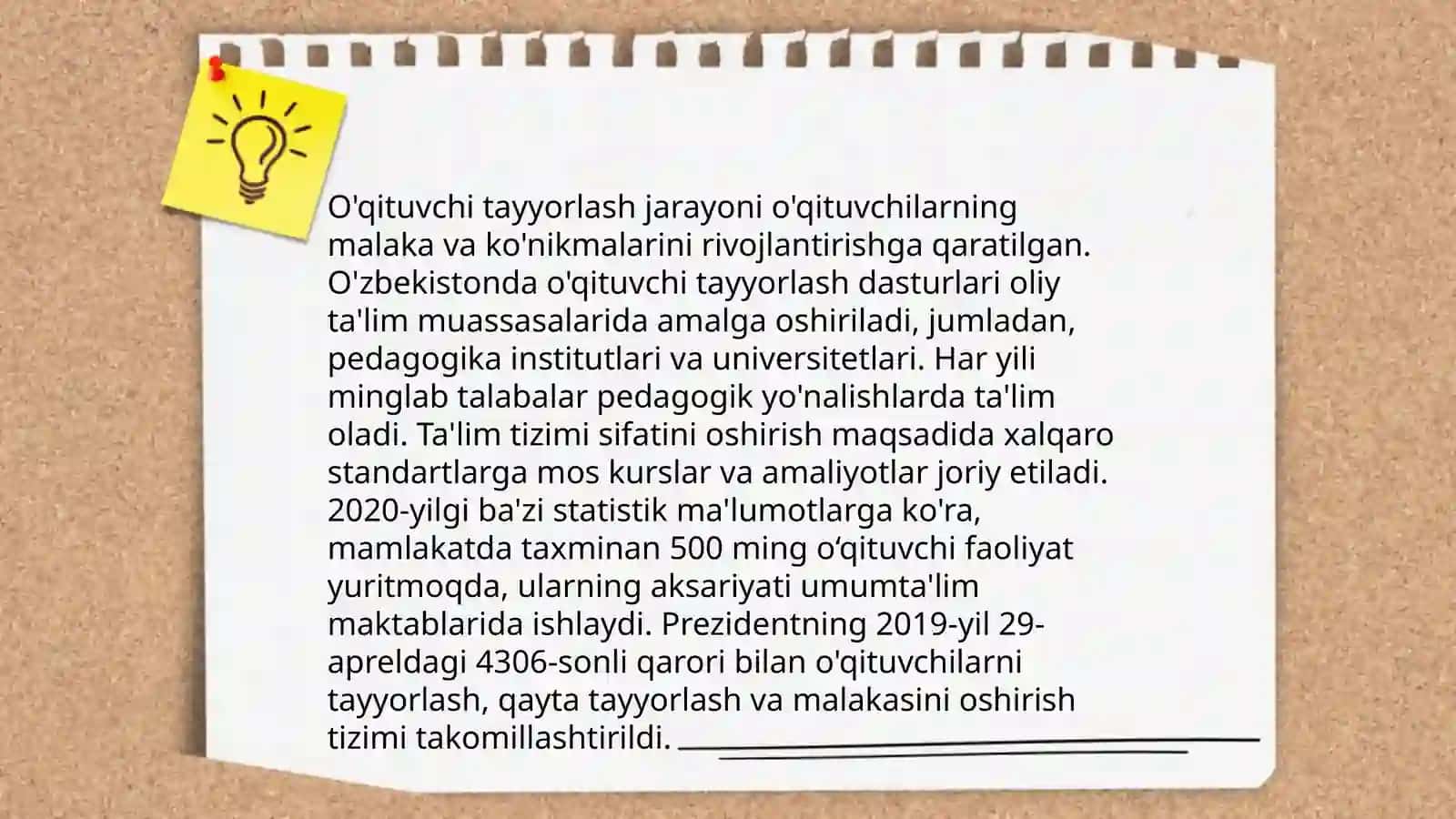 O'qituvchi Tayyorlash 3