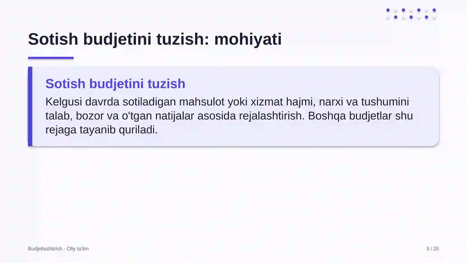 Uy-joy kommunal xo'jaligida sotish budjetini tuzish 3