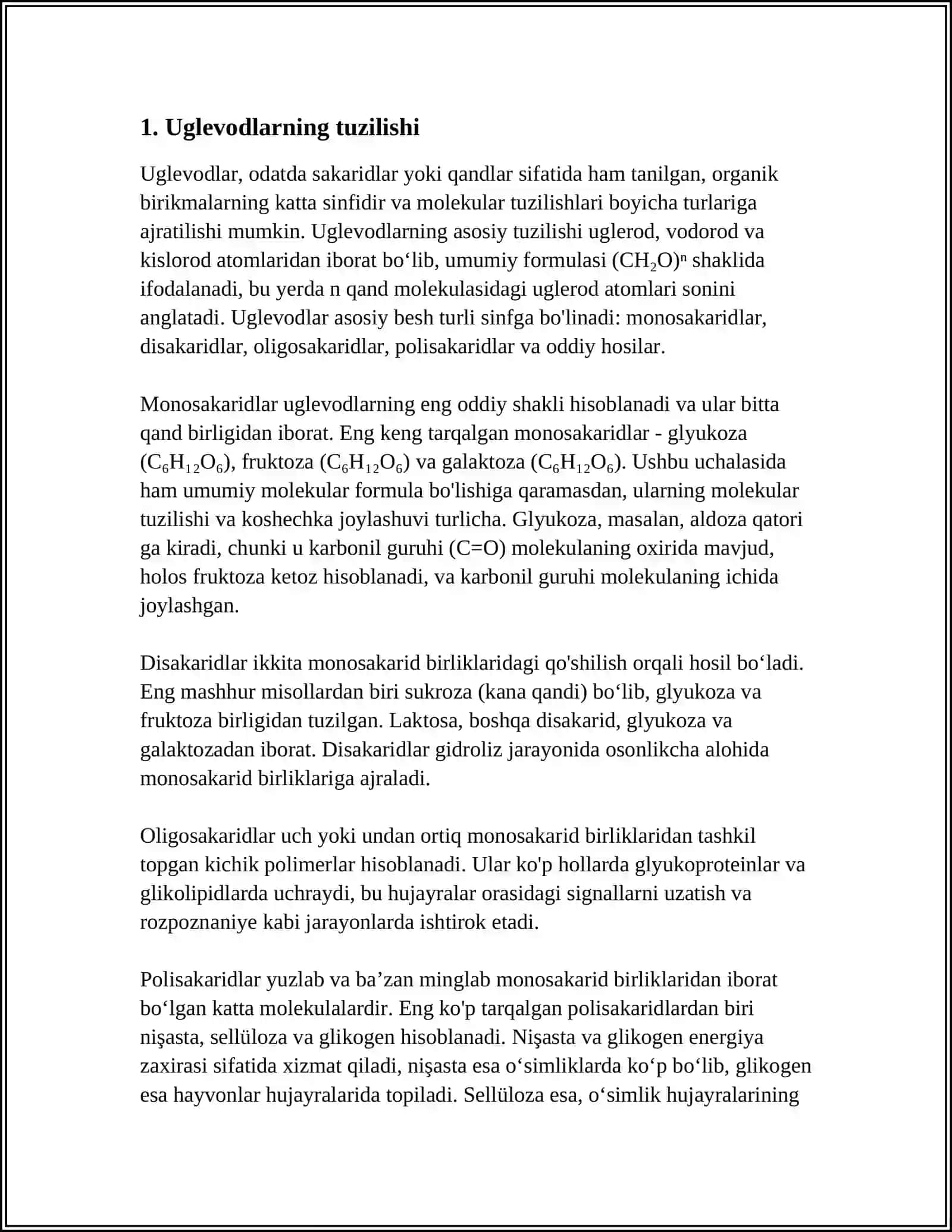 UGLEVODLAR SINIFI 3