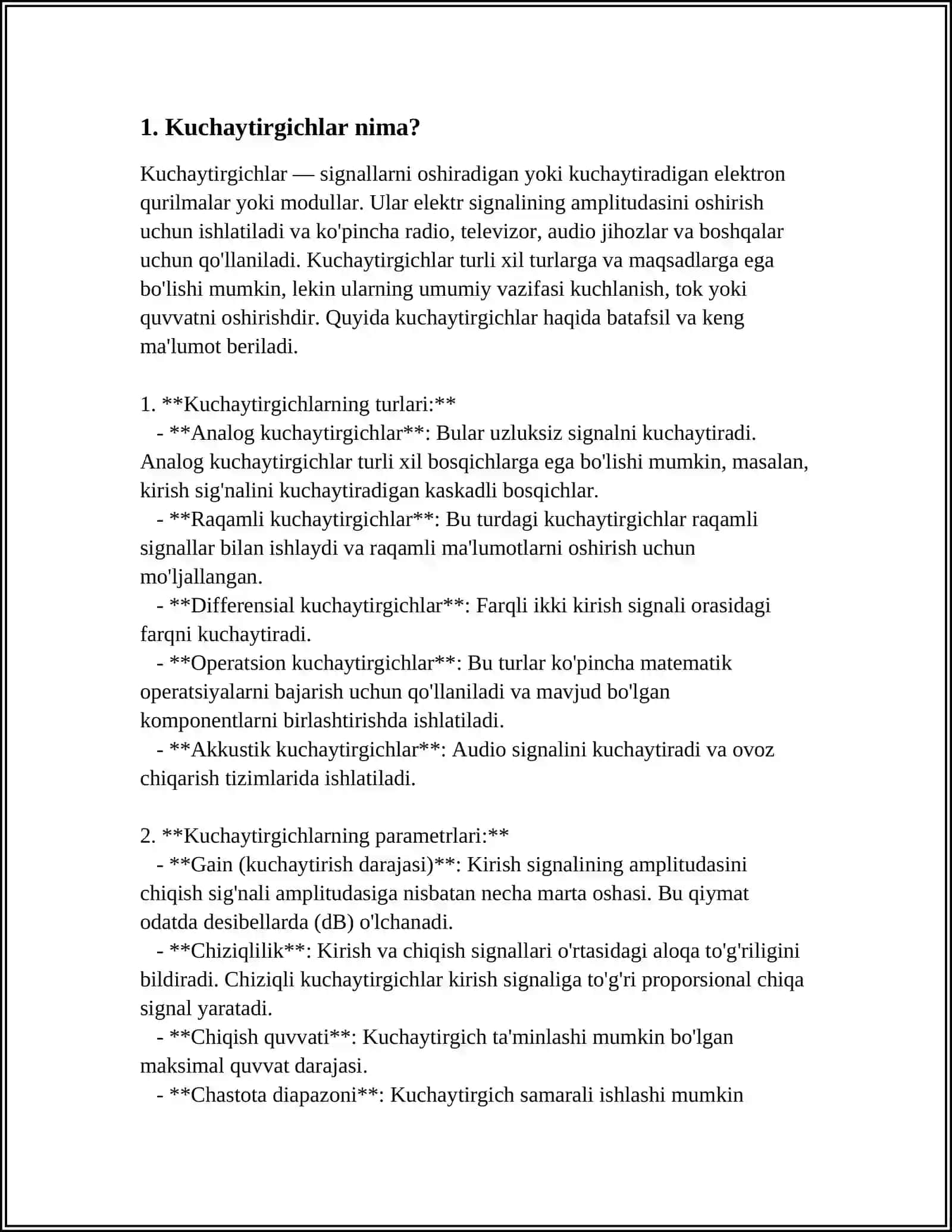 Kuchaytirgichlar 3