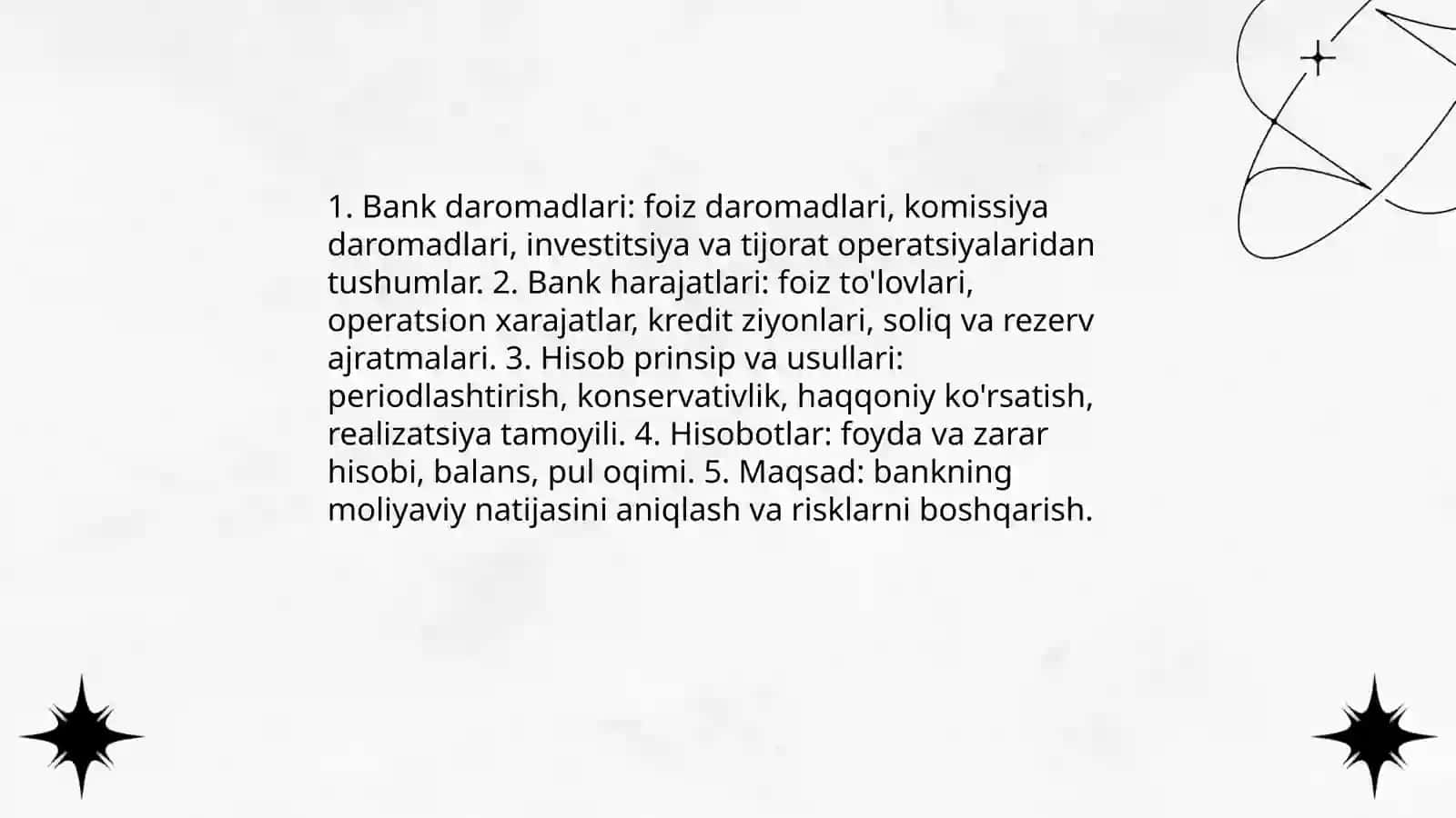 Bank daromadlari va harajatlari hisobi 3
