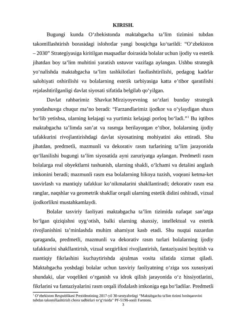 PREDMETLI, MAZMUNLI VA DEKORATIV RASM TURLARINING AHAMIYATI VA BOLALARGA TAʼLIM BERISH 3