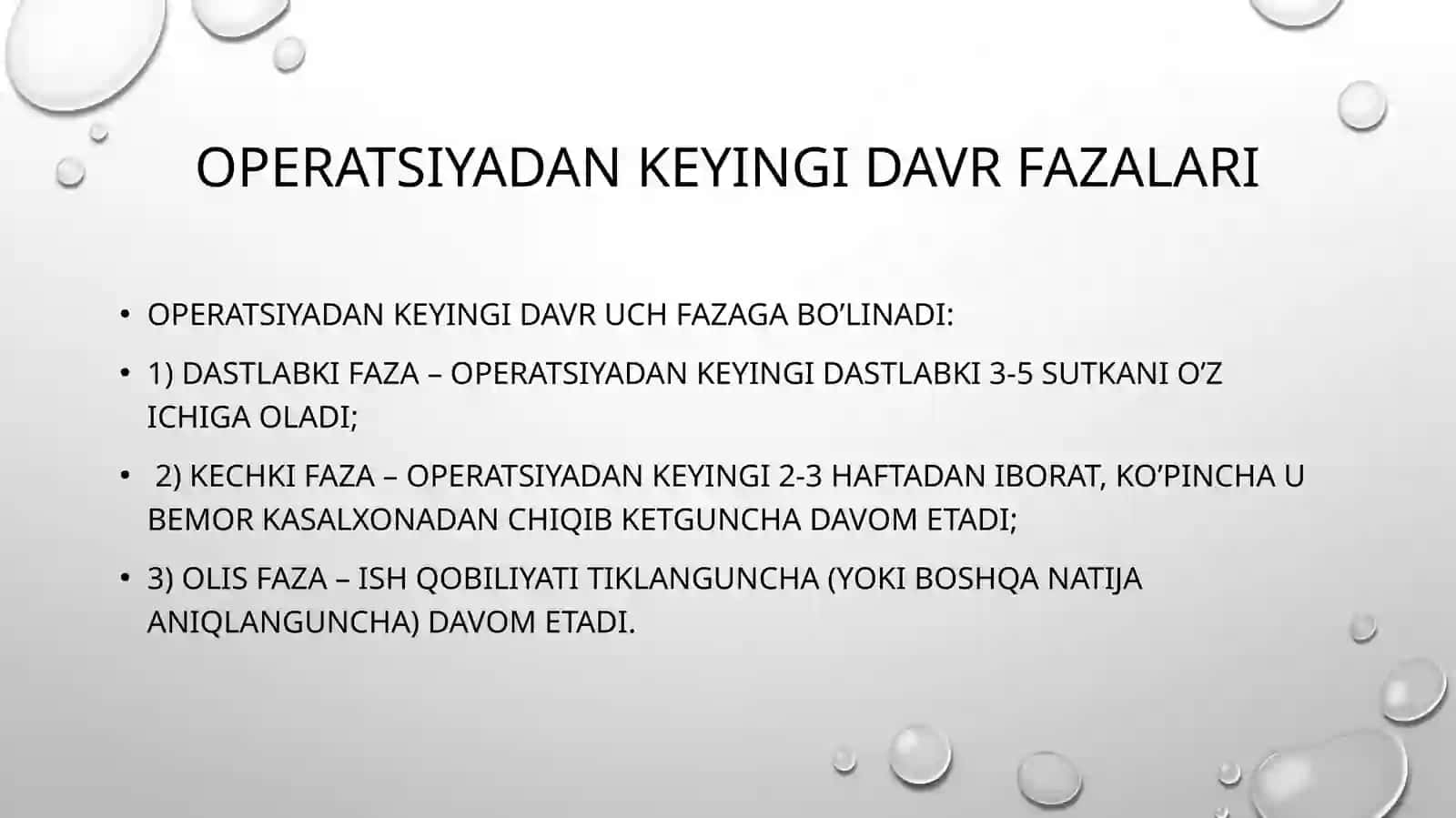 Operatsiyadan keyingi davr , asoratlarni oldini olish 3