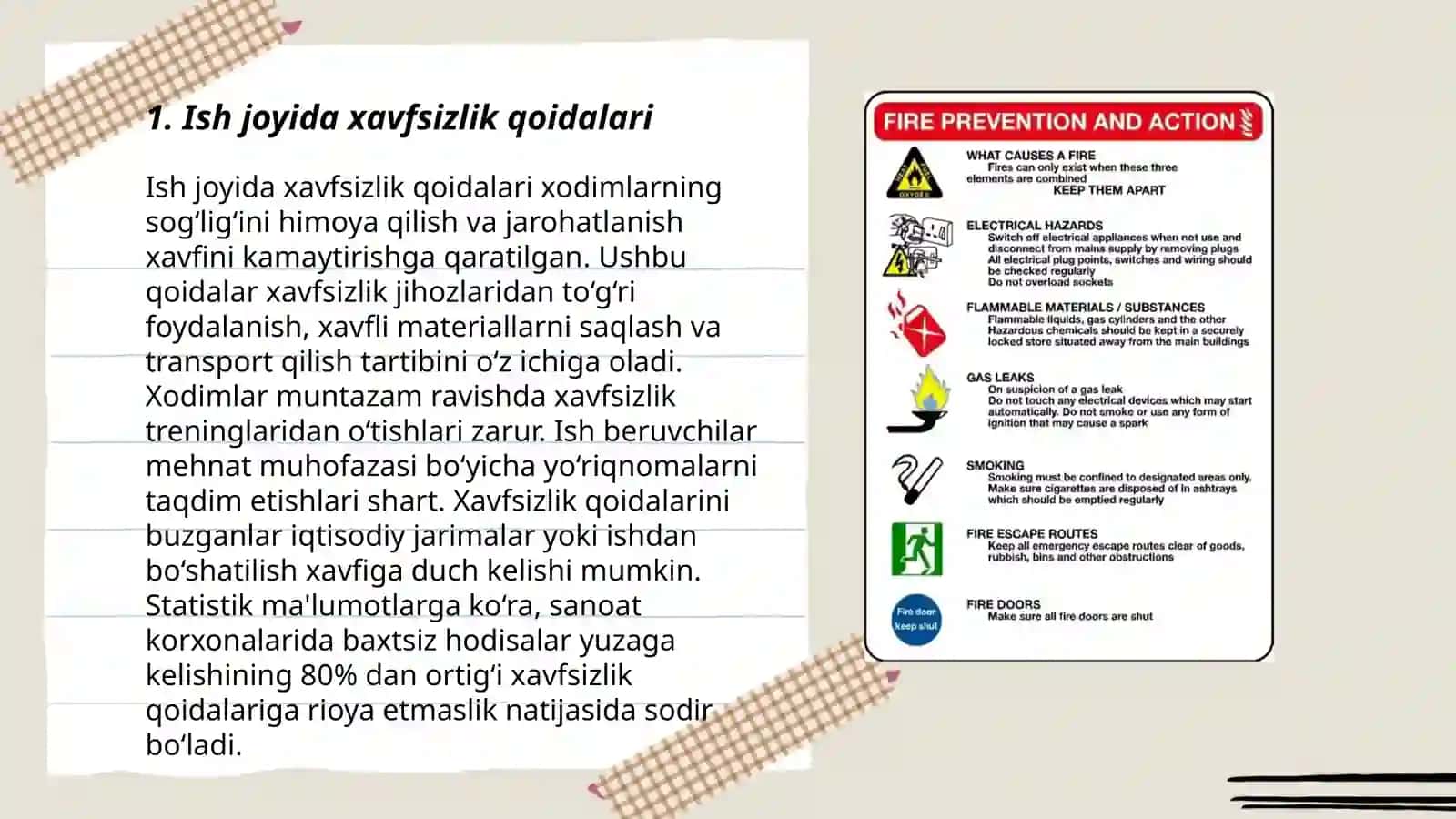 Ish joyida xavfsizlik qoidalari 3