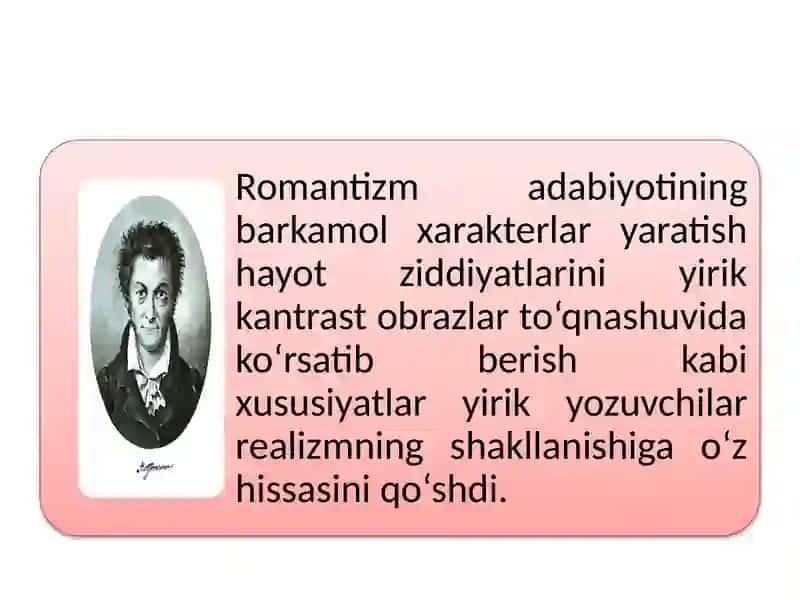 PPT XIX asr  Romantizm adabiyoti 3
