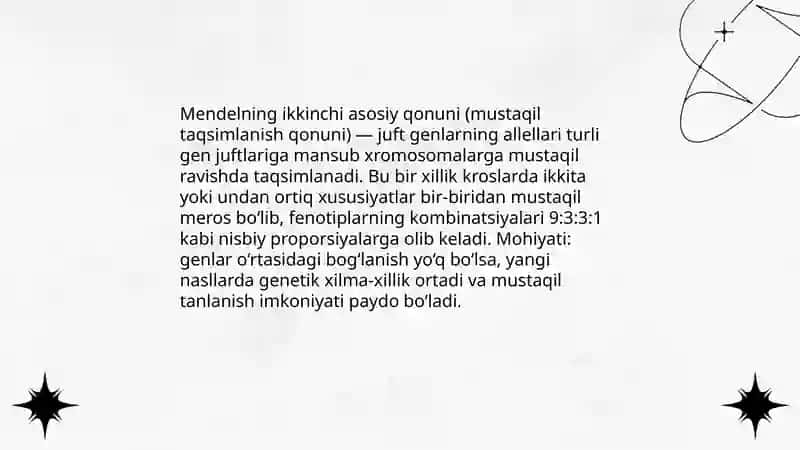 Mendelning 2 asosiy qonuni 3