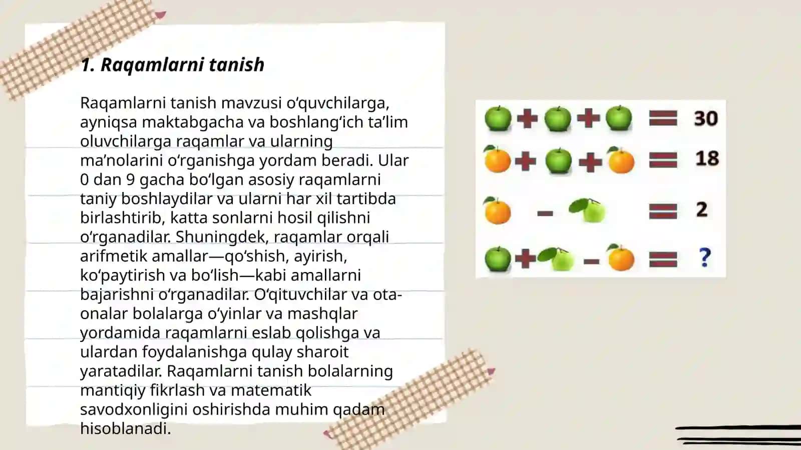 Raqamlarni tanish 3