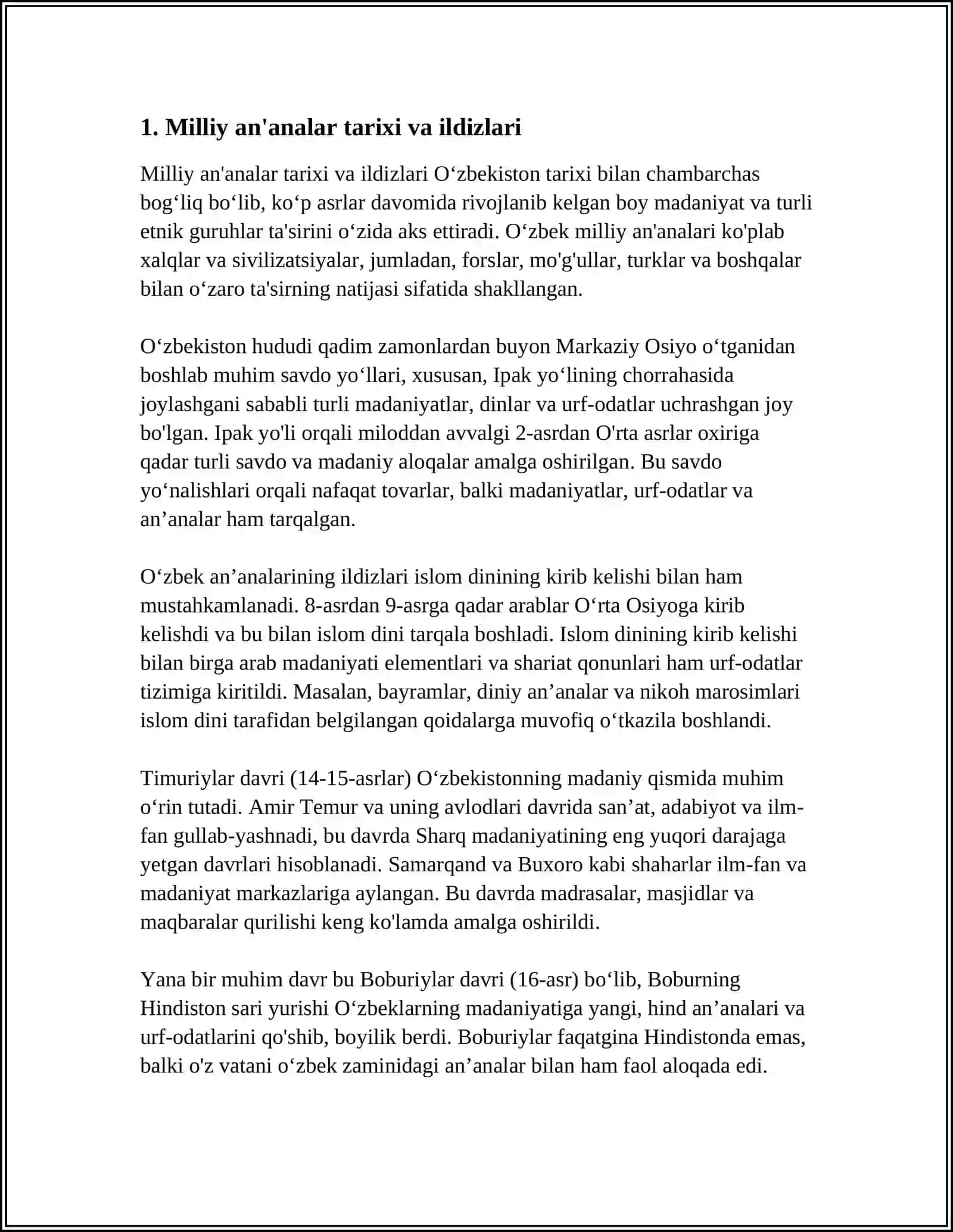 O'ZBEKISTON MILLIY AN'ANALARI HAQIDA 3