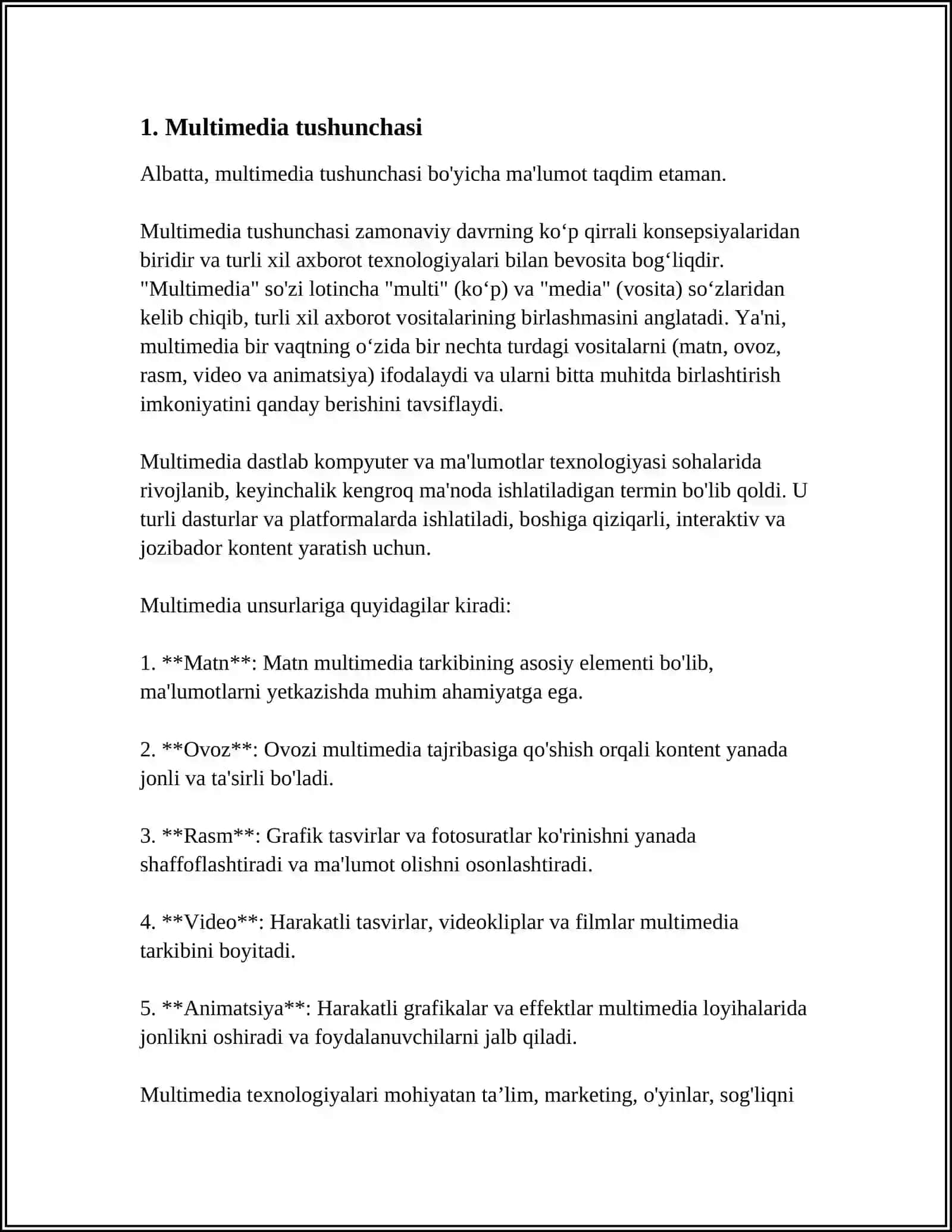 MULTIMEDIA HAQIDA TUSHUNCHALAR 3