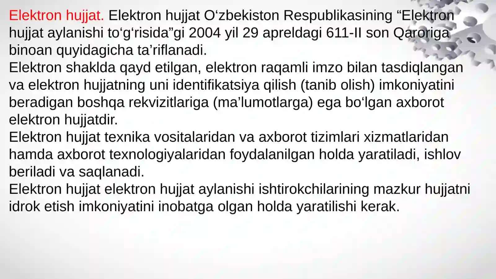 Elektron hujjat va elektron hujjat almashinuvi 3