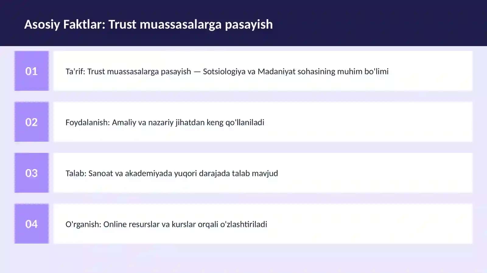 Trust muassasalarga pasayish 3