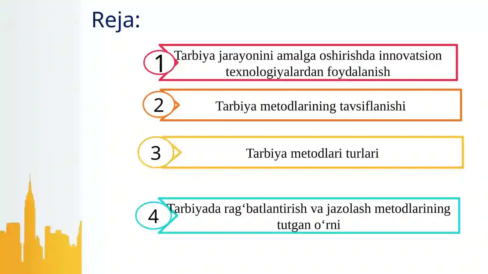 Tarbiya jarayonini tashkil etish shakllari 3