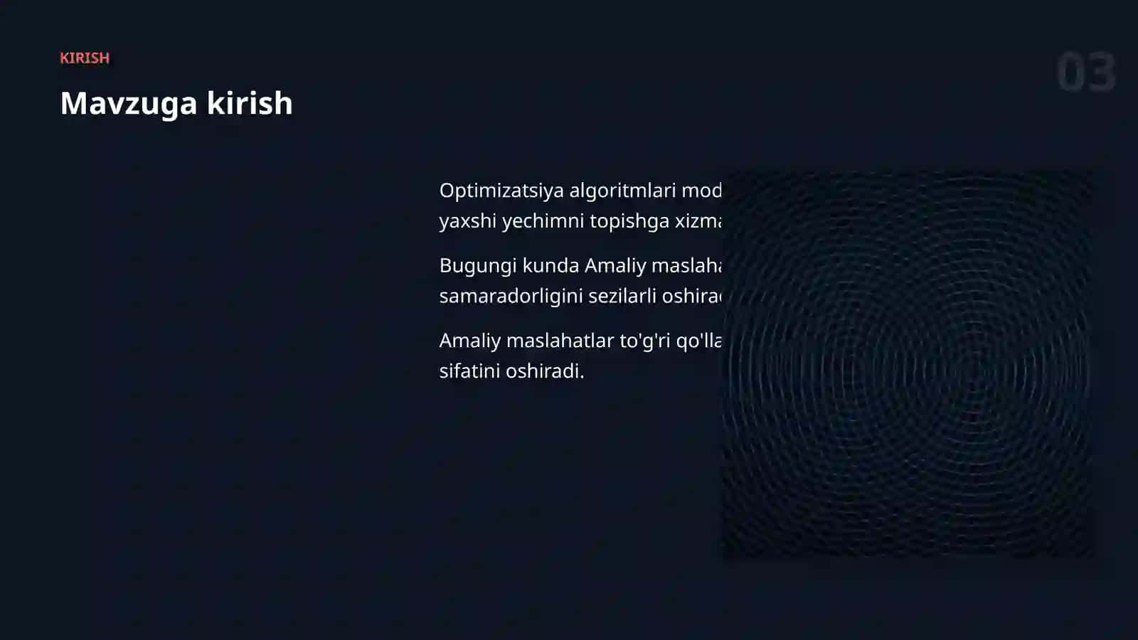 OPTIMIZATSIYA ALGORITMLARI 3