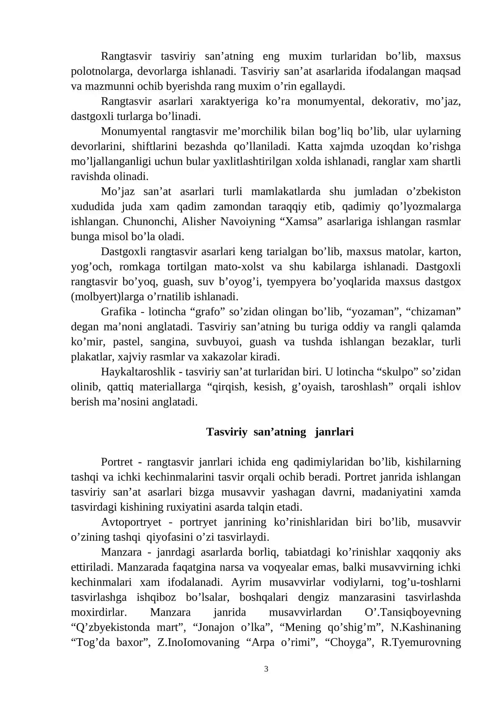 Tasviriy san’at tarixi fanidan 3
