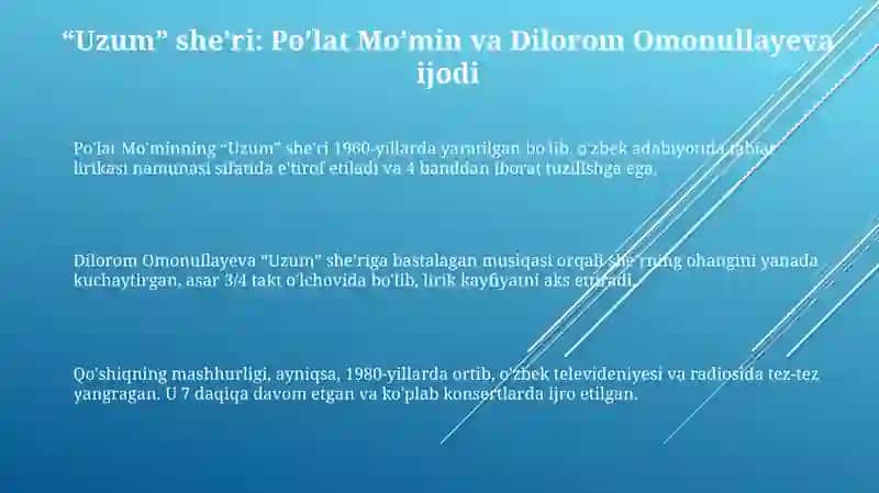 "Uzum" Poʻlat Moʻmin sheʼri 3