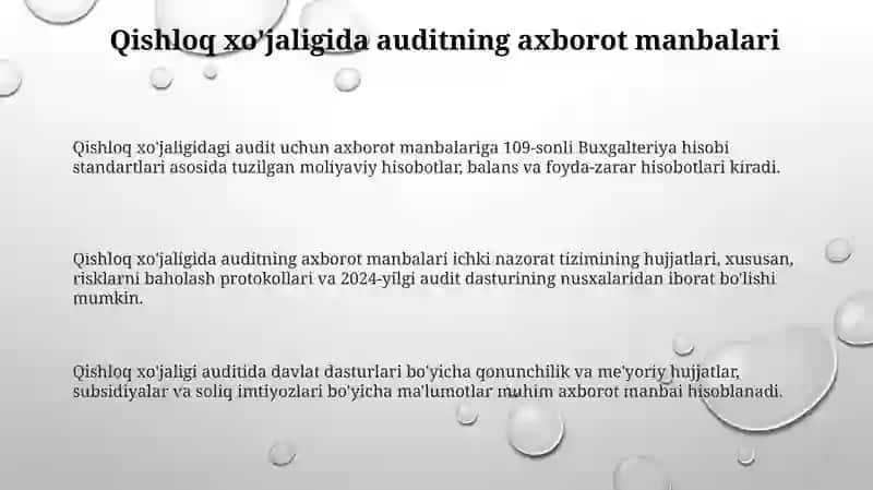 Qishloq xo'jaligida auditning axborot manbalari va vazifalari 3