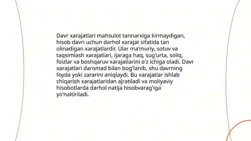 Davr xarajatlari hisobi 3