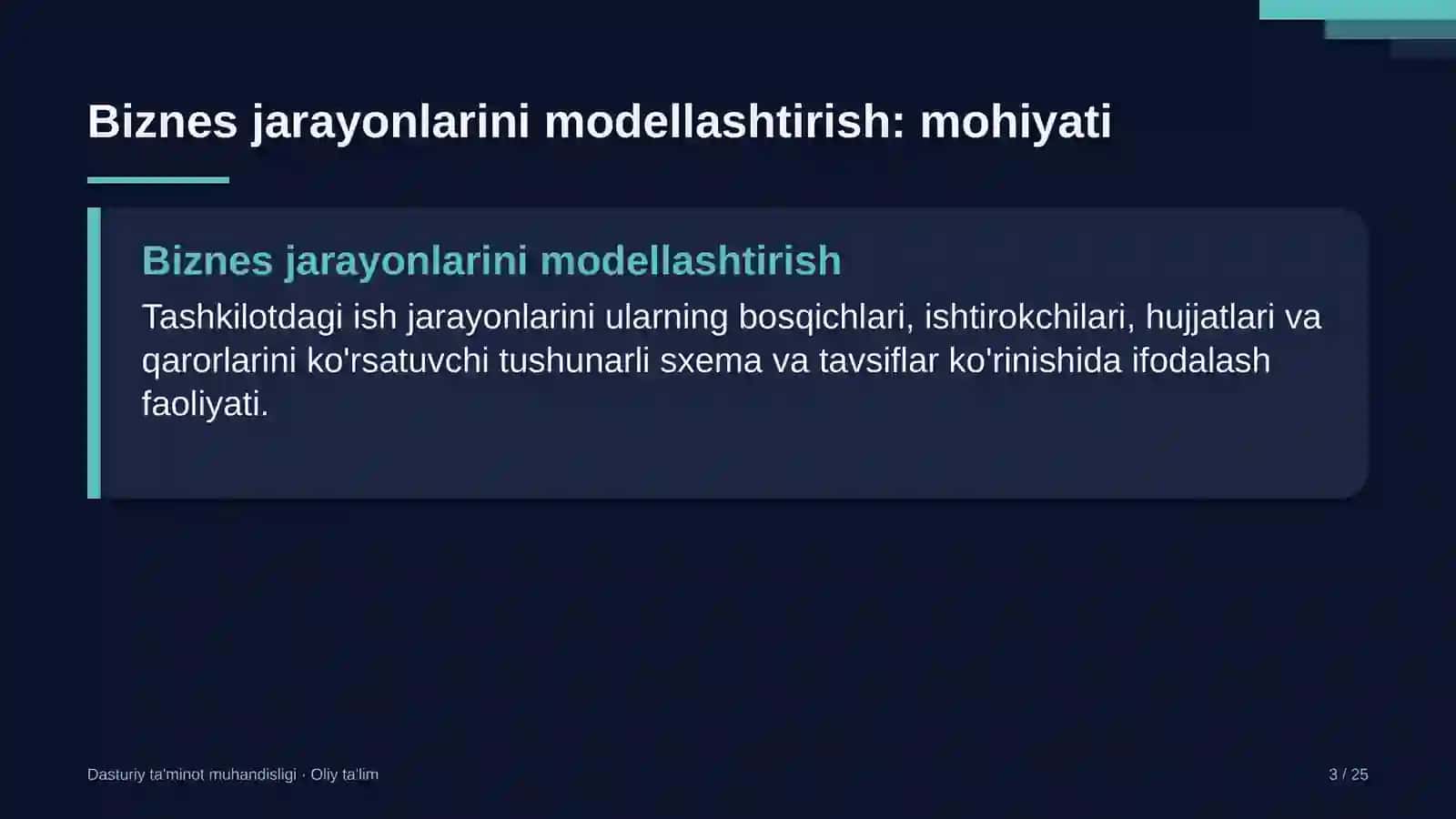til o'rgatish markazlarida biznes jarayonlarini modellashtirish 7906 3