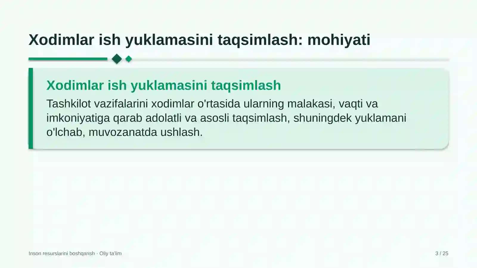 Xodimlar ish yuklamasini taqsimlash: mohiyati 3