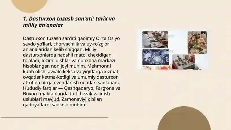 Dasturxon tuzash san’ati 3