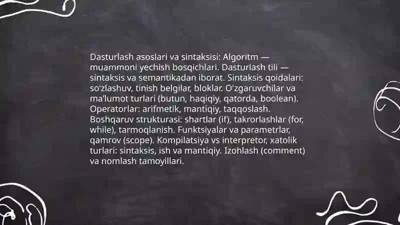 Dasturlash asoslari va sintaksisi 3