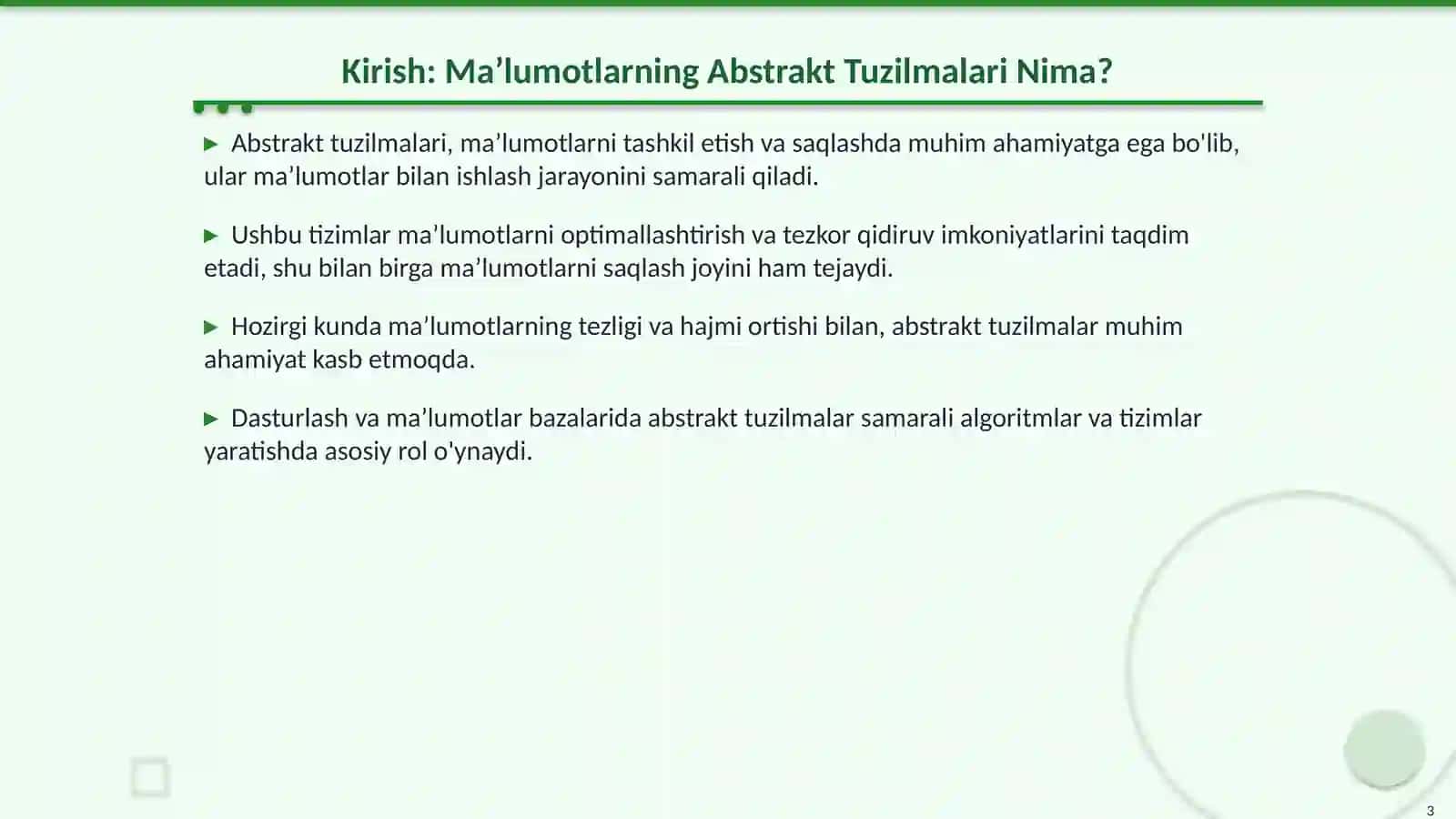 Ma’lumotlarning Abstrakt Tuzilmalari 3