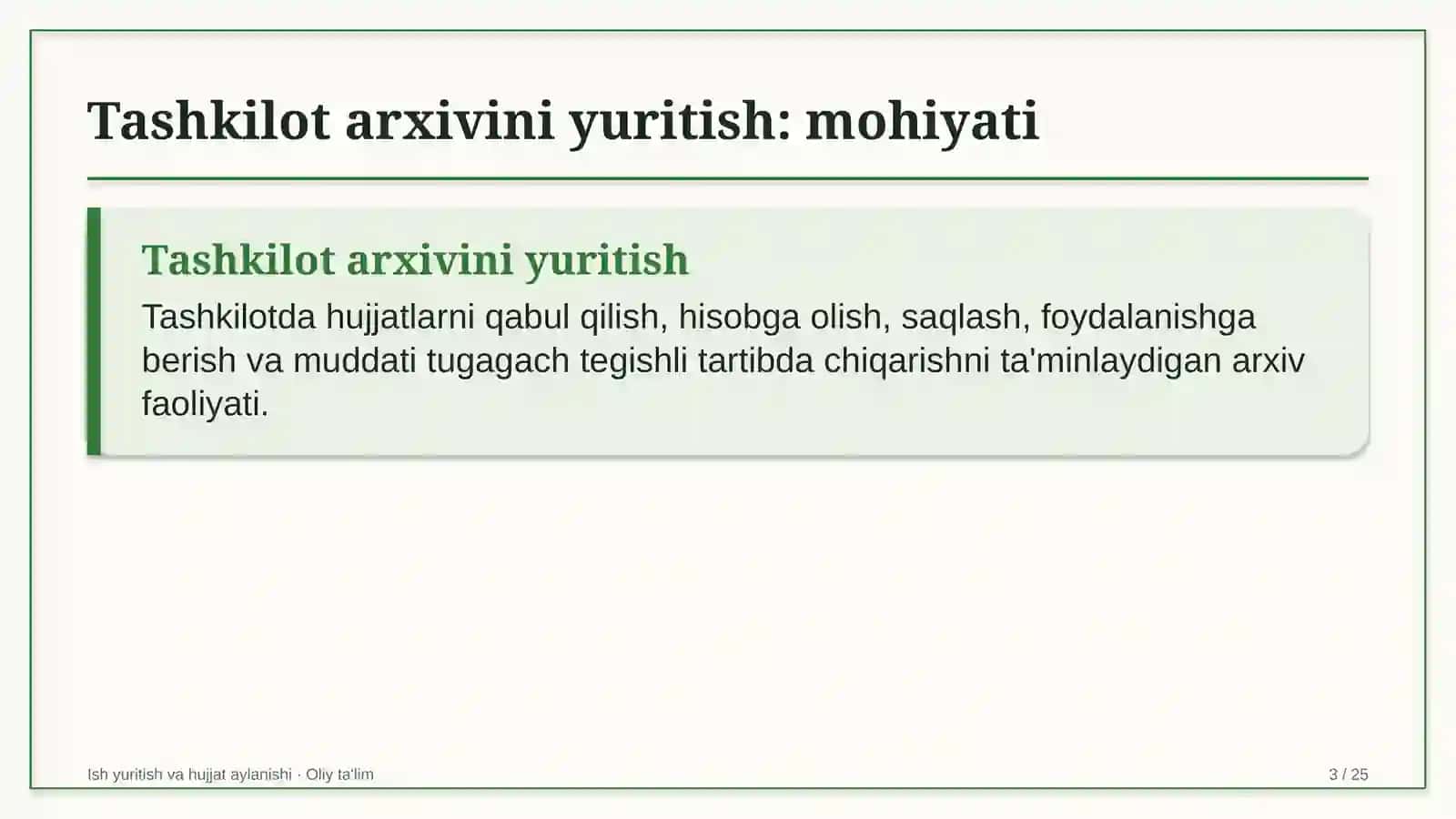Davlat moliyaviy nazorati organlarida tashkilot arxivini yuritish 3