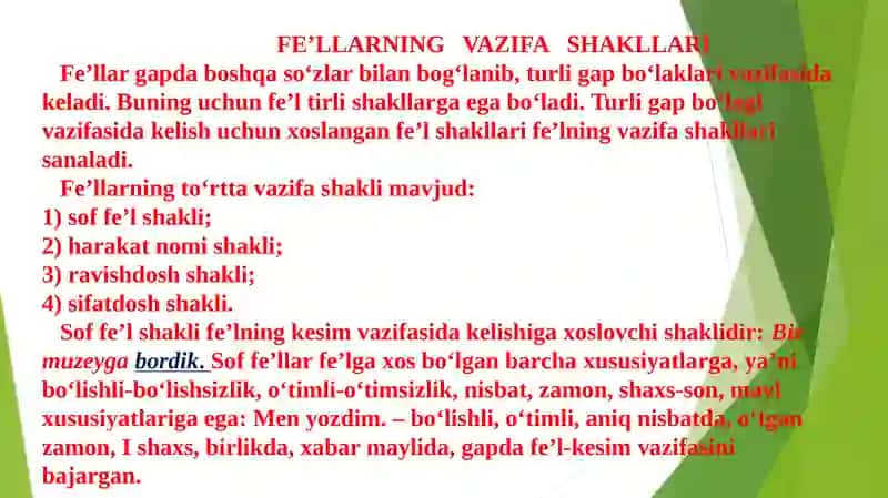 Fe’lning vazifa shakllari 3