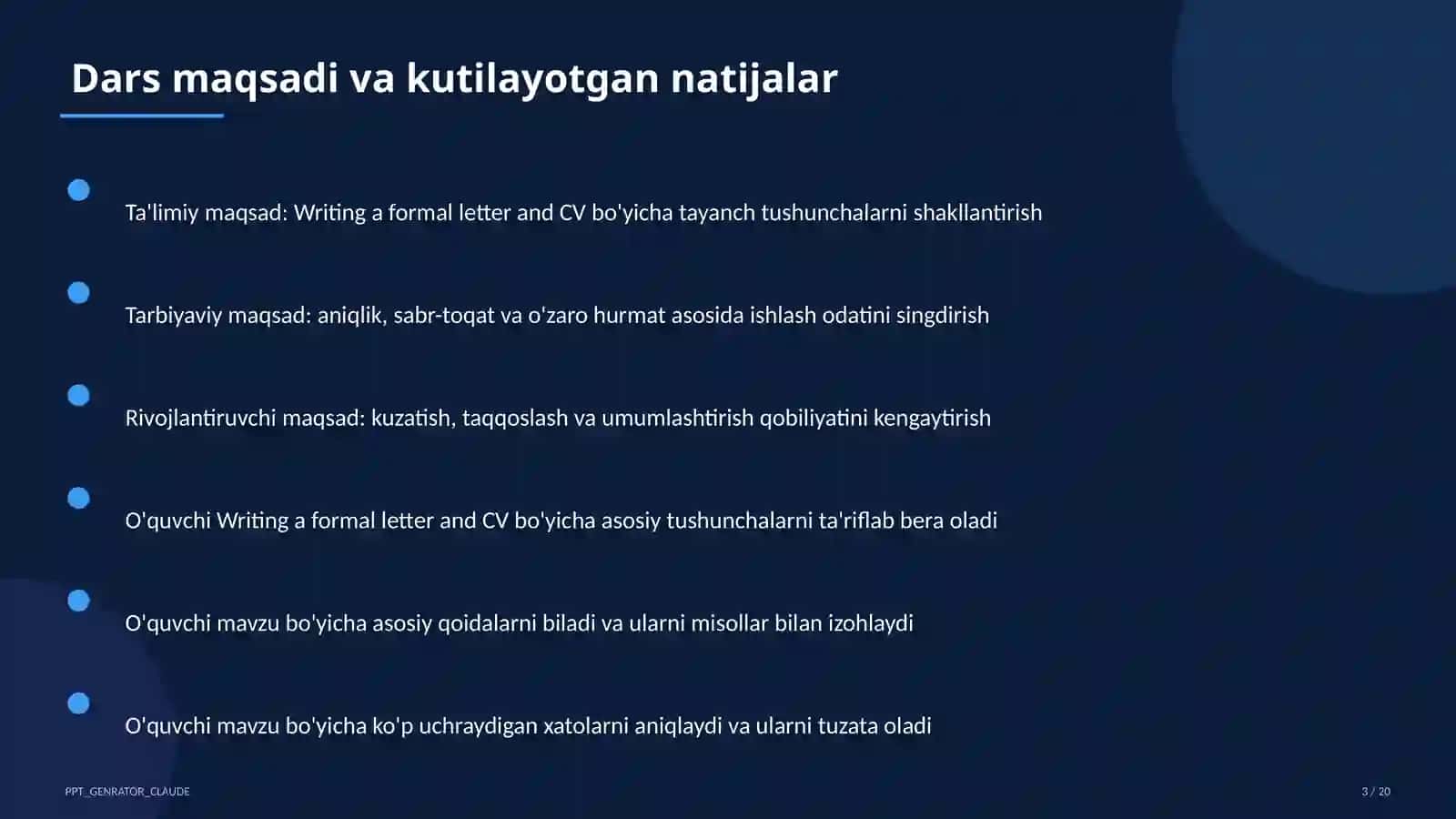 Writing a formal letter and CV (10-sinf) 3