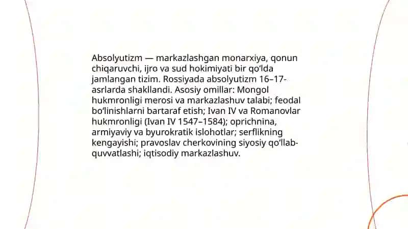 Rossiyada absolyutizmning shakllanishi 3