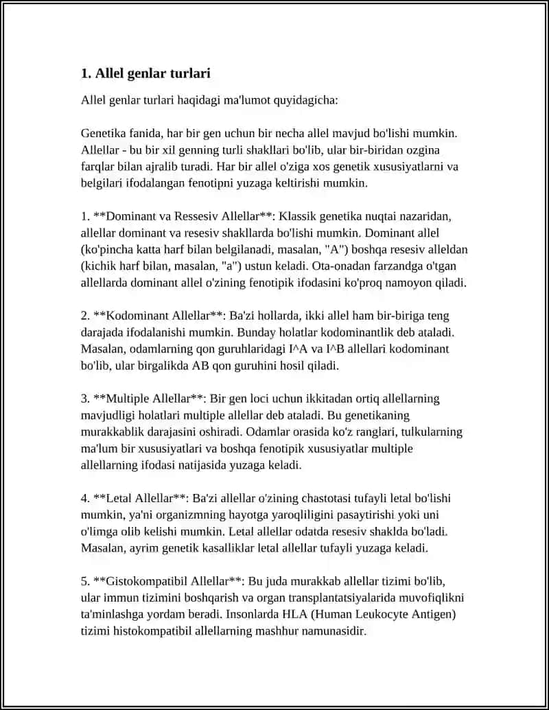 REFERAT Mavzu: ALLEL GENLAR 3