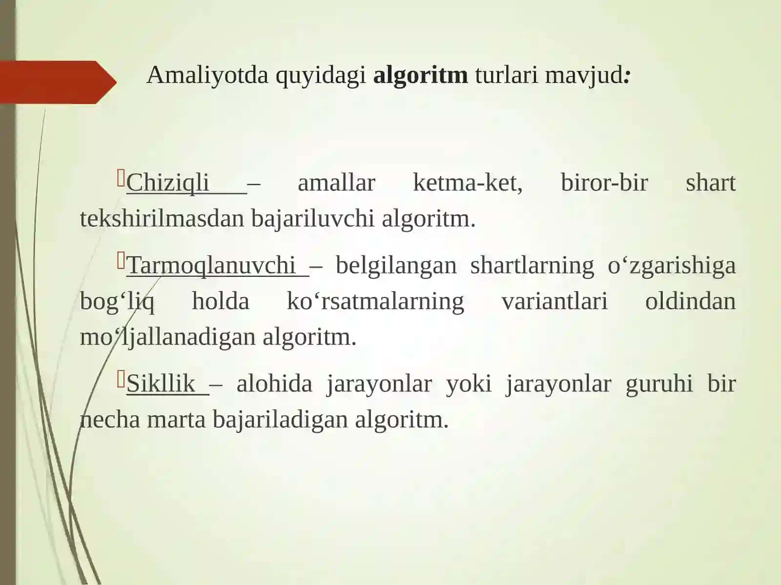 Chiziqli algoritmlar 3